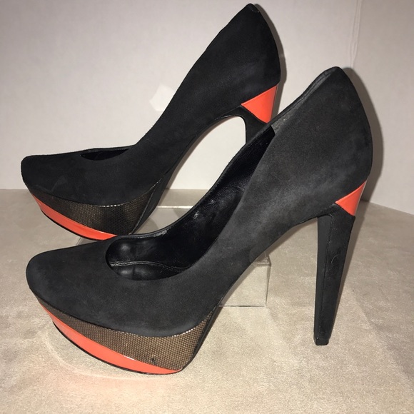 Jessica Simpson Shoes Platforms Black Suede Orange - Picture 4 of 8